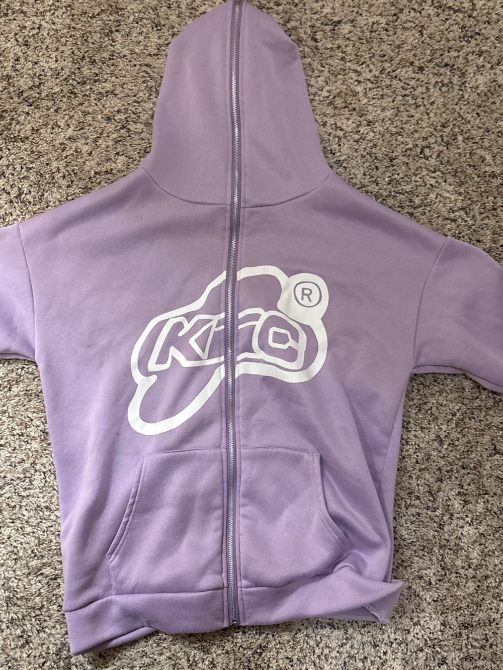 Lavender Full-Zip Hoodie with White Logo